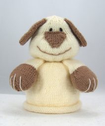 bog dog puppy toilet roll cover knitting pattern cream brown double knitting