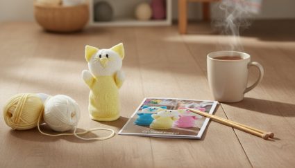 KBP-050 Cat Hand Puppet Scene