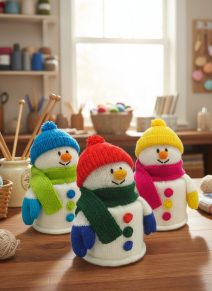 KBP-054 Snowman Toilet Roll Cover Group Scene