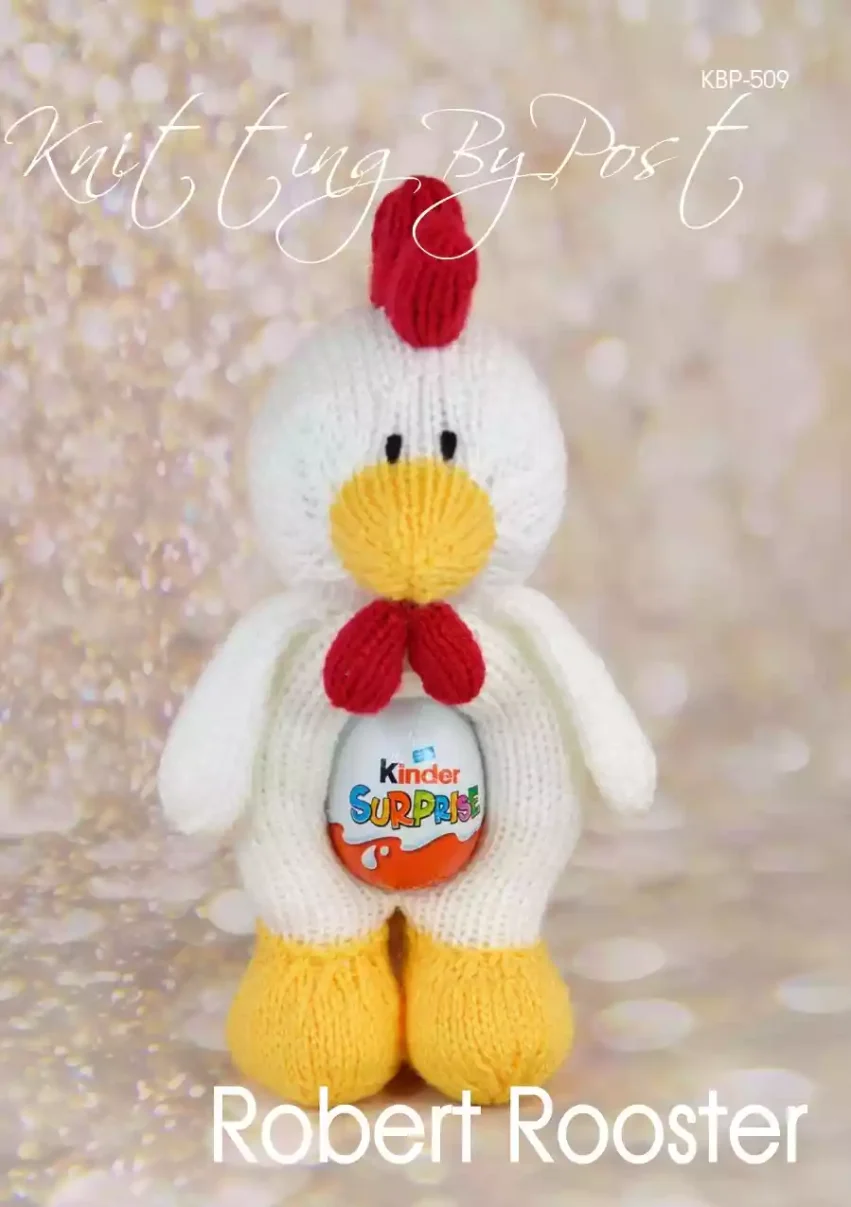 KBP-509 - Robert the Rooster with choc egg beginner knitting patterns