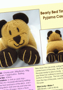 bear pyjama case knitting pattern