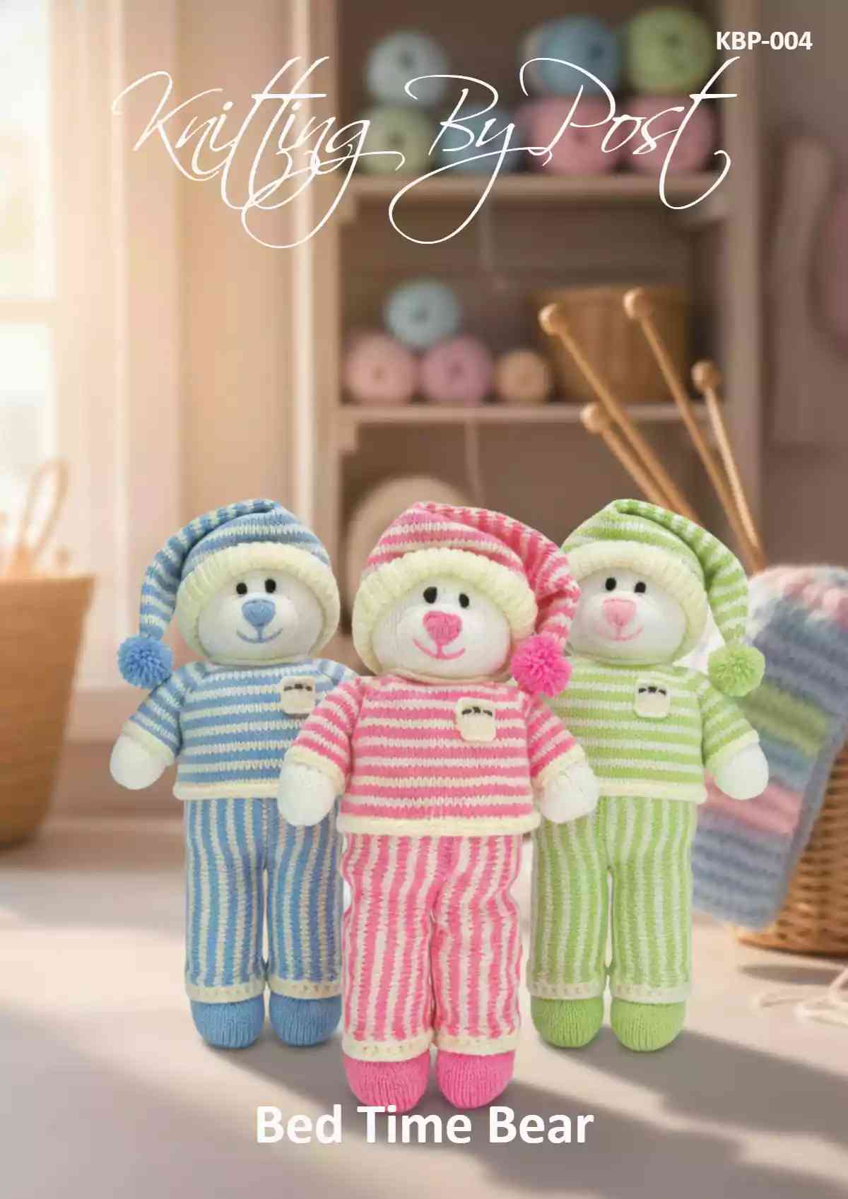 Bed time bear soft toy knitting pattern