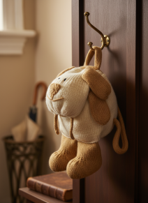 dog rucksack pattern in a cloakroom