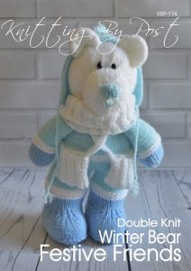 KBP-174 - Festive Friends Winter Bear Knitting Pattern Knitted Soft Toy