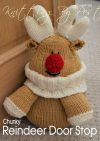 KBP-193 - Reindeer Door Stop Knitting Pattern Knitted Soft Toy