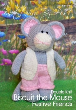 KBP-246 - Biscuit the Mouse Knitting Pattern Knitted Soft Toy