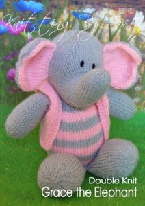 KBP-251 - Grace the Elephant Knitting Pattern Knitted Soft Toy