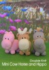 KBP-277 - Hippo Horse and Cow Knitting Pattern Knitted Soft Toy