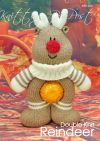 KBP-254 - choc orange Reindeer Knitting Pattern Knitted Soft Toy