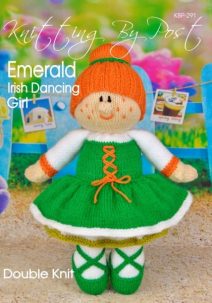 KBP-291 - Emerald Irish dancing girl Knitting Pattern Knitted Soft Toy