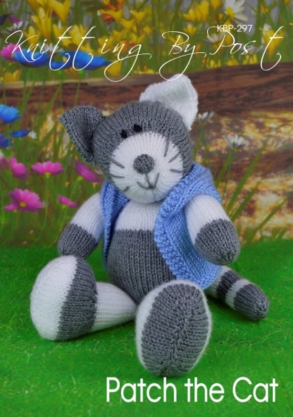 KBP-297 - Patch the Cat Knitting Pattern Knitted Soft Toy