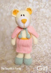 KBP-311 - BearWick Girl Knitting Pattern Knitted Soft Toy