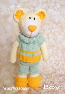 KBP-312 - BearWick Boy Knitting Pattern Knitted Soft Toy