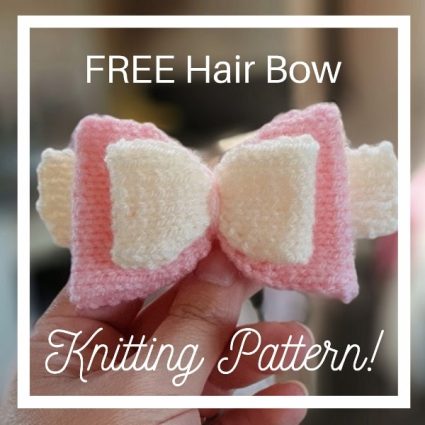 free bow knitting pattern hair knitted girl pink double