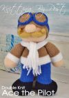 KBP-367 - Ace the RAF man Knitting Pattern Knitted Soft Toy