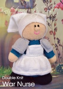 KBP-357 - WW2 War Nurse knitting pattern knitted soft toy