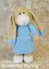 KBP-360 - Blue Belle Bunny knitting pattern knitted soft toy