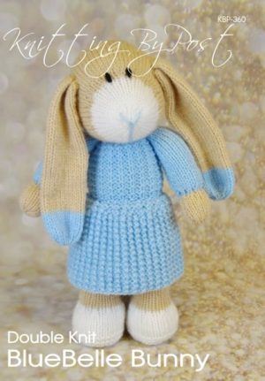 KBP-360 - Blue Belle Bunny knitting pattern knitted soft toy