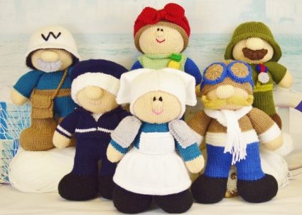 VE Day 2020 75 years anniversary knitting patterns UK heroes soldier sailor air raid patrol warden pilot nurse land girl knitted collection