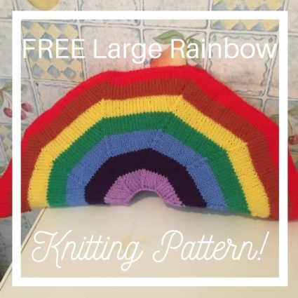 free large rainbow knitting pattern cushion