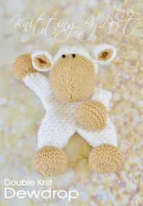 dewdrop the sheep knitting pattern white brown knitted soft toy