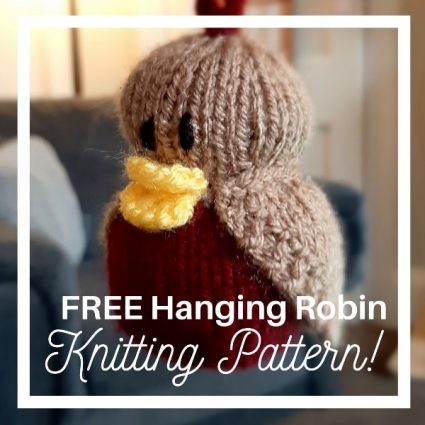 free hanging robin christmas soft toy knitting pattern decoration