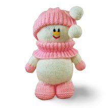 knitted snowman in pink