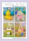 Favourites Booklet 3 – Easter Toys and Gift Bags knitting pattern collection. Includes patterns for a duck (approximately 15cm tall), a rabbit (approximately 24cm tall), a sheep gift bag, and an egg gift bag (each approximately 15cm tall and 12cm wide, excluding handles). Each design is crafted with double knitting yarn