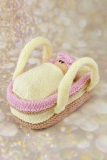 knitted doll in basket play set pattern