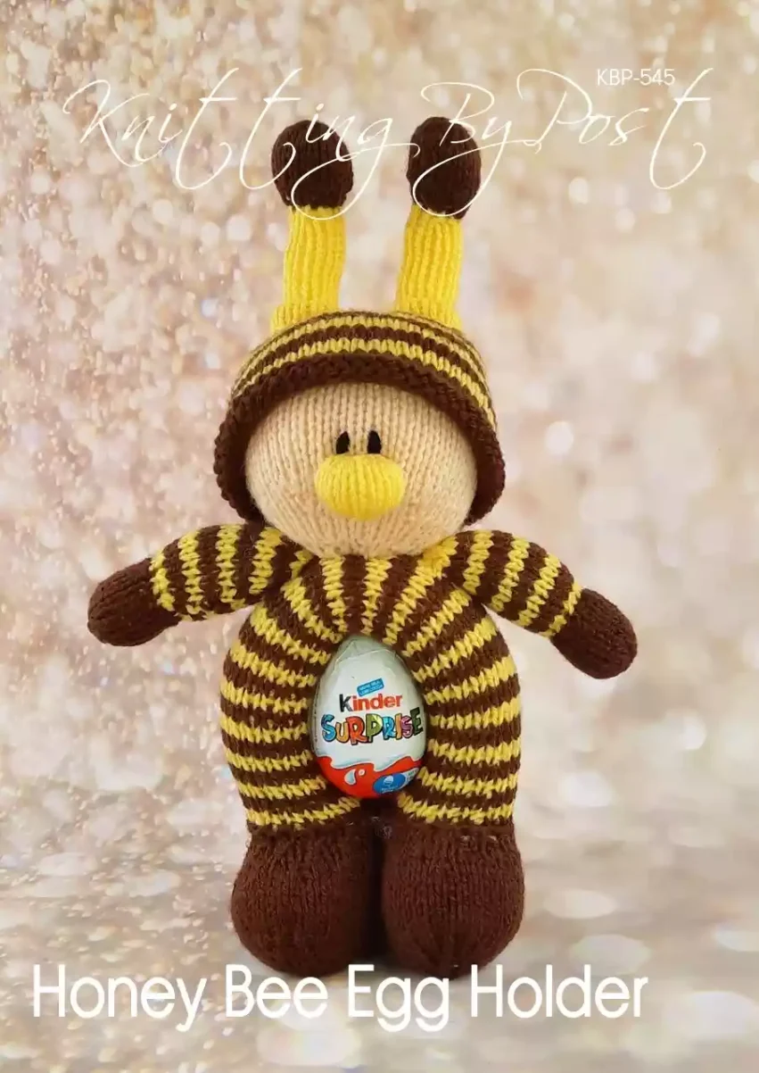 KBP-545 - Chocolate Egg Honey Bee knitting pattern for easter double knitting