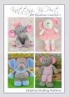 Favourites Booklet 1 – Elephants knitting pattern collection: four designs including Emma the Elephant, Elephant Ballerina, Eric the Elephant, and Swimsuit Elephant; knitted soft toys approximately 21-36cm tall, created with double knitting yarn