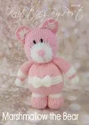 Marshmallow the Bear knitting pattern – pink and white knitted teddy bear soft toy, approximately 22cm tall, knitted with double knitting yarn.