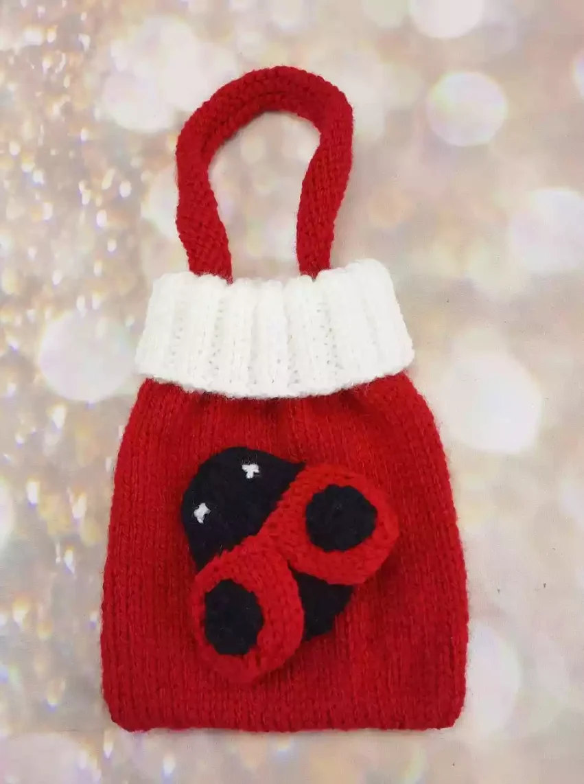 ladybug knitting pattern gift bag