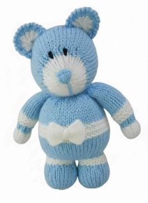 marshmallow bear in blue knitted