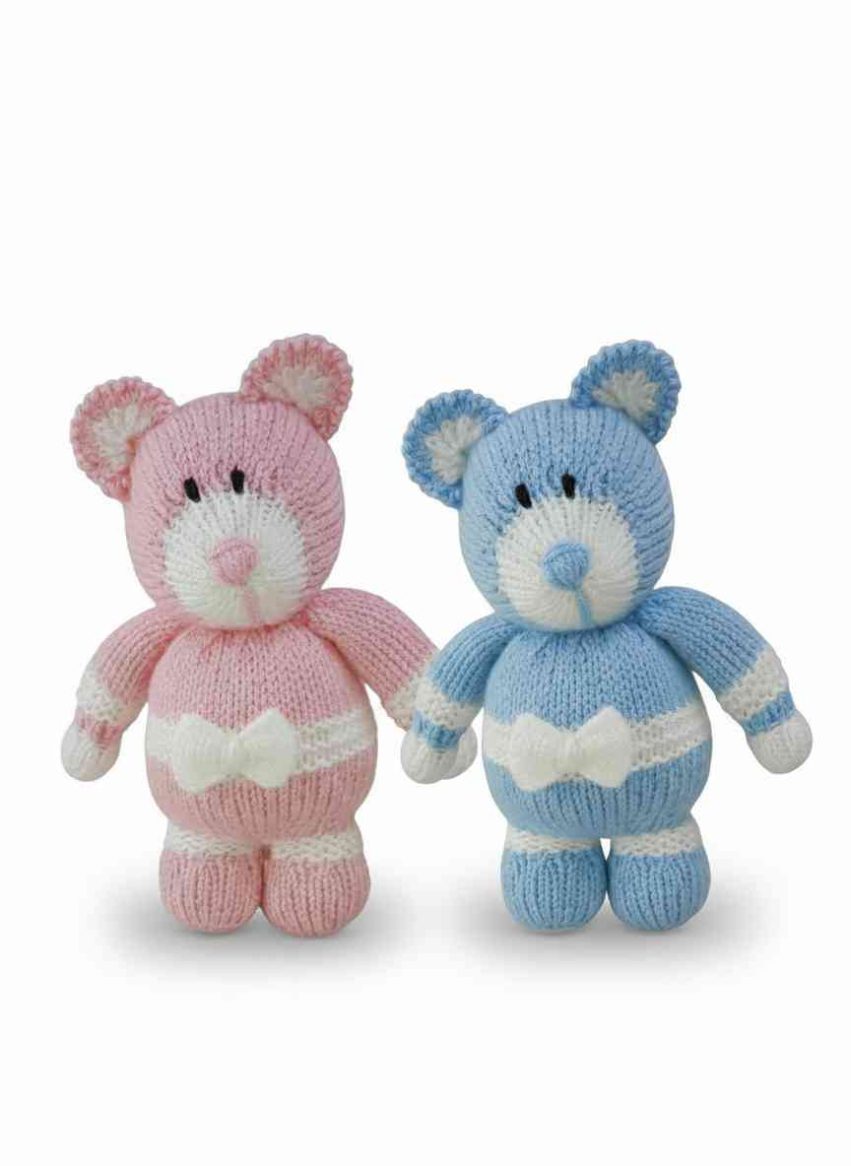 marshmallow bear knitting pattern in pink and blue