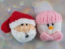 Santa and snowman heads knitting pattern