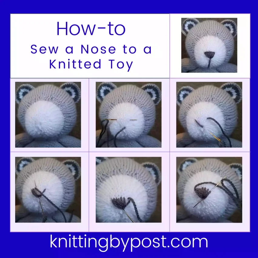 How to sew a nose to a knitted toy