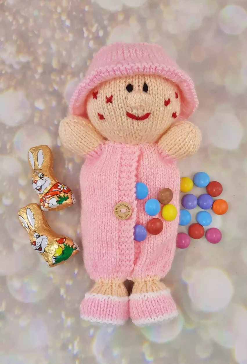 knitting pattern for doll with sweets