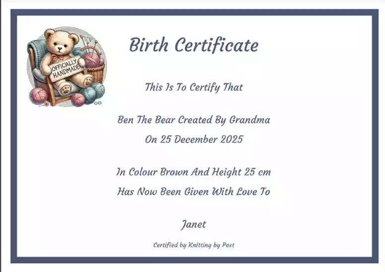 Free toy birth certificate creator A4