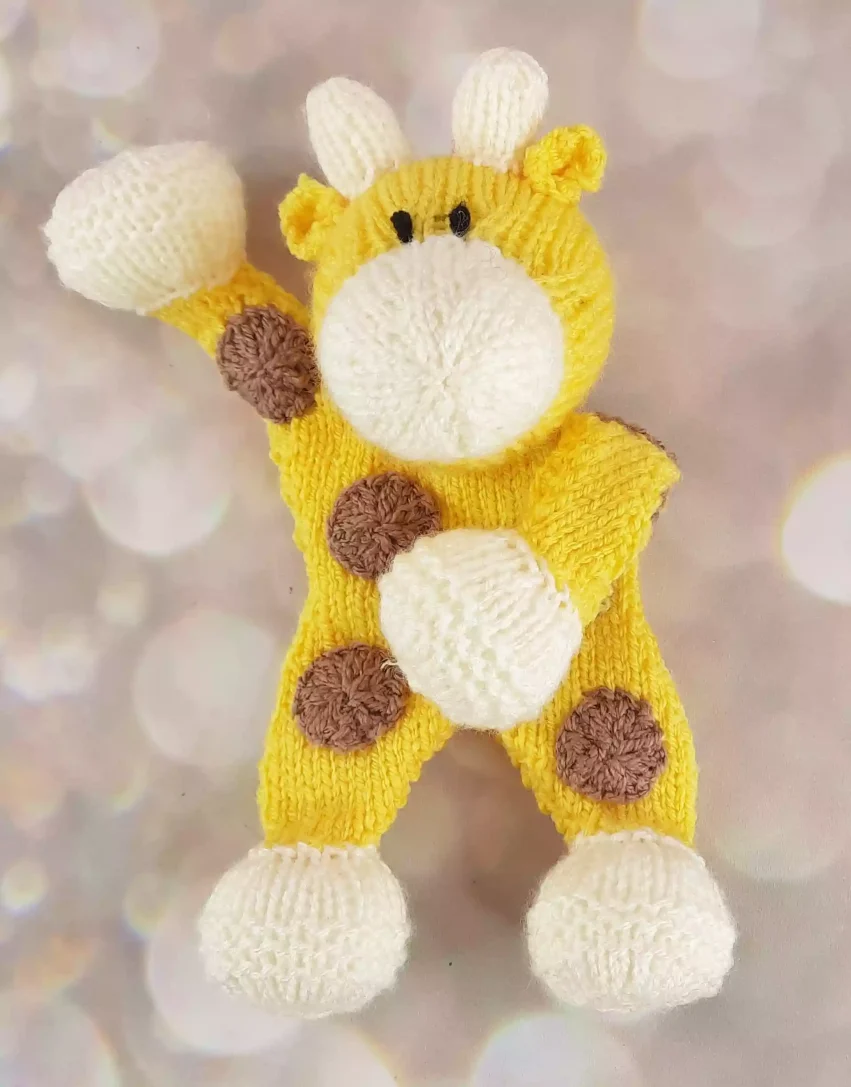 knitted giraffe comforter soft toy